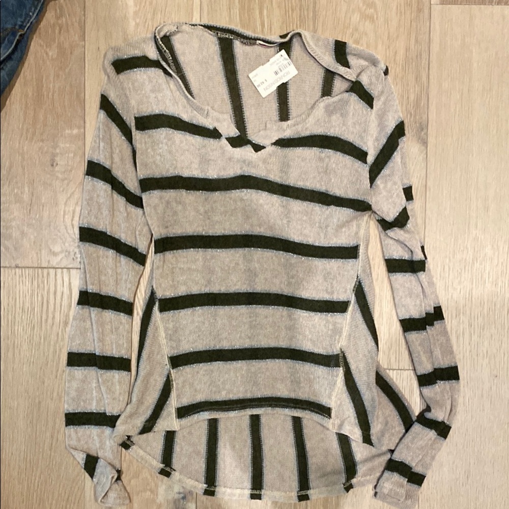 LA Made Gray and Black Striped Kids Sweater